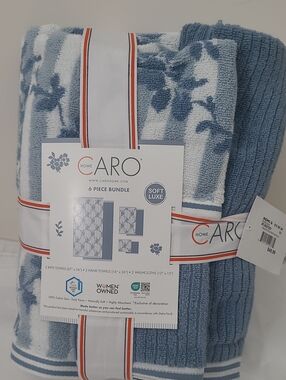 Caro Home Soft Luxe Blue Towel Set - 6 Piece Bundle
